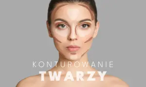Modelka prezentuje techniki konturowania twarzy, które pomagają ją wyszczuplić makijażem.