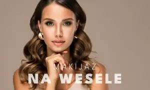 Kobieta z perfekcyjnym makijażem glamour, gotowa na wesele. Jej oczy błyszczą, a usta kuszą.