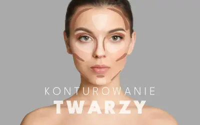 Modelka prezentuje techniki konturowania twarzy, które pomagają ją wyszczuplić makijażem.