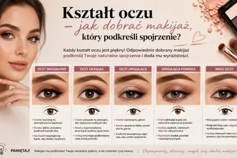 Poradnik makijażu dla różnych kształtów oczu: migdałowe, okrągłe, opadające, małe. Podkreśl swoje spojrzenie!