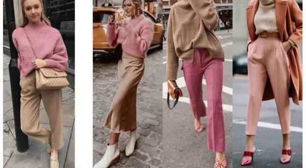 Stylizacje pokazują, jakie kolory pasują do beżu: róż, brąz i karmel. Eleganckie zestawy na co dzień.